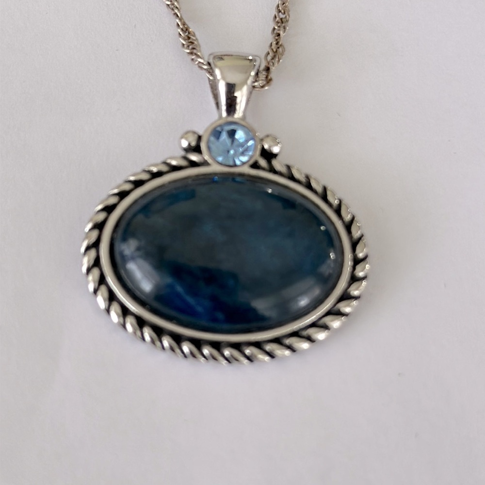 SilverToned Blue Pendant by Lia Sophia